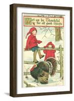 Children Watching Turkey in Pen-null-Framed Art Print