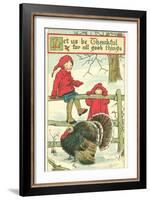 Children Watching Turkey in Pen-null-Framed Art Print