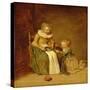 Children with a Cat, 1631 (Oil on Panel)-Dirck Hals-Stretched Canvas