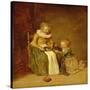 Children with a Cat, 1631 (Oil on Panel)-Dirck Hals-Stretched Canvas