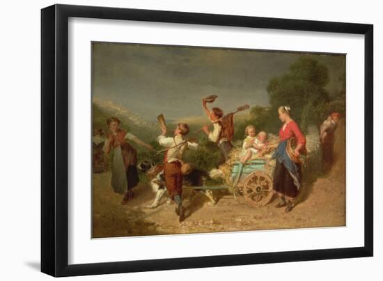 Children with a Dog Cart-Theodore Gerard-Framed Giclee Print