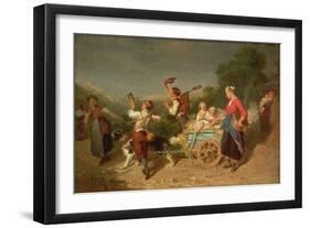 Children with a Dog Cart-Theodore Gerard-Framed Giclee Print