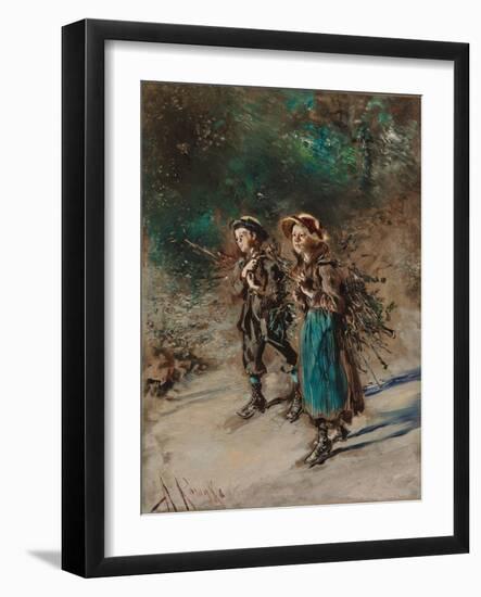 Children with Brushwood-Anton Romako-Framed Giclee Print