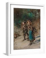 Children with Brushwood-Anton Romako-Framed Giclee Print