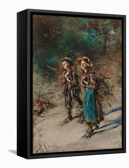 Children with Brushwood-Anton Romako-Framed Stretched Canvas