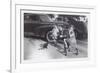 Children with Cat on Leash-null-Framed Premium Giclee Print