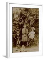 Children with Dolls, Rocking Horse and Tricycle, C.1890-null-Framed Photographic Print