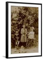 Children with Dolls, Rocking Horse and Tricycle, C.1890-null-Framed Photographic Print