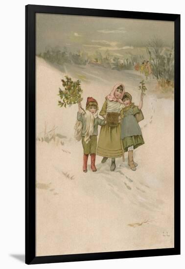 Children with Holly-Lizzie Lawson-Framed Art Print