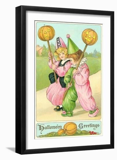 Children with Jack O'Lanterns-null-Framed Art Print