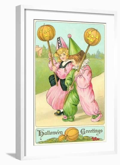 Children with Jack O'Lanterns-null-Framed Art Print