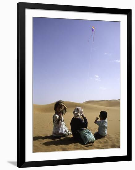 Children with Kite, Morocco-Michael Brown-Framed Premium Photographic Print