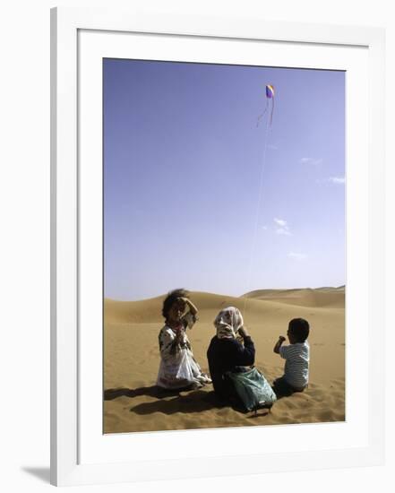 Children with Kite, Morocco-Michael Brown-Framed Photographic Print