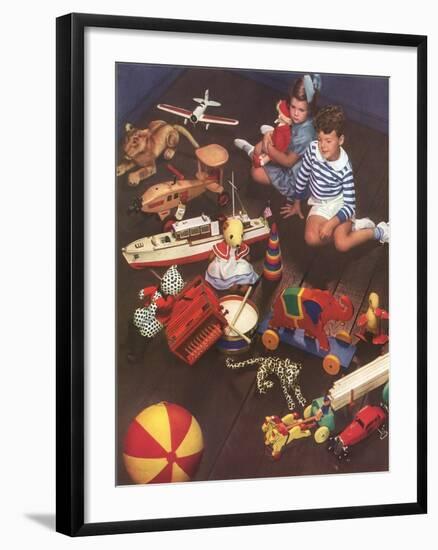 Children with Lots of Toys-null-Framed Art Print