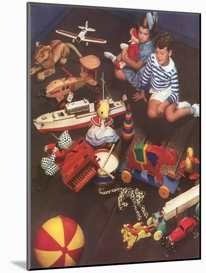 Children with Lots of Toys-null-Mounted Art Print