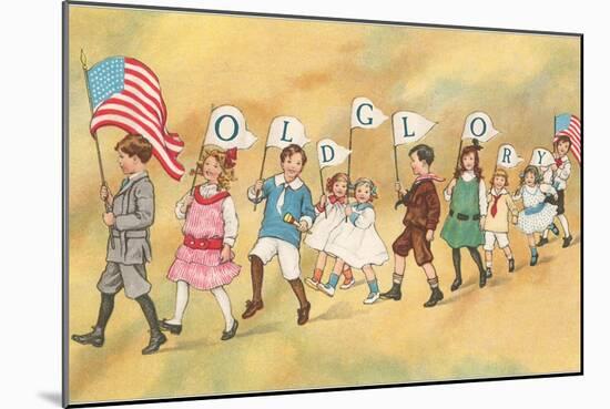 Children with Pennants, Old Glory-null-Mounted Art Print
