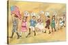 Children with Pennants, Old Glory-null-Stretched Canvas