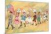 Children with Pennants, Old Glory-null-Mounted Premium Giclee Print