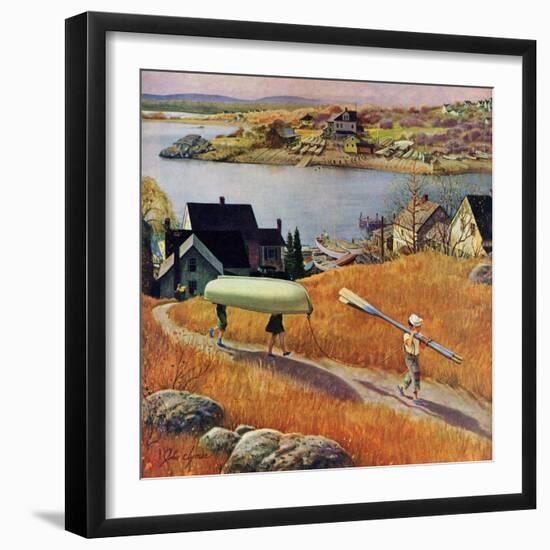 "Children with Rowboat", October 31, 1953-John Clymer-Framed Premium Giclee Print