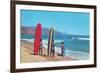 Children with Surf Boards-null-Framed Art Print