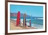 Children with Surf Boards-null-Framed Art Print