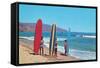 Children with Surf Boards-null-Framed Stretched Canvas