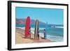 Children with Surf Boards-null-Framed Art Print