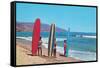 Children with Surf Boards-null-Framed Stretched Canvas