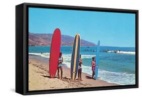 Children with Surf Boards-null-Framed Stretched Canvas