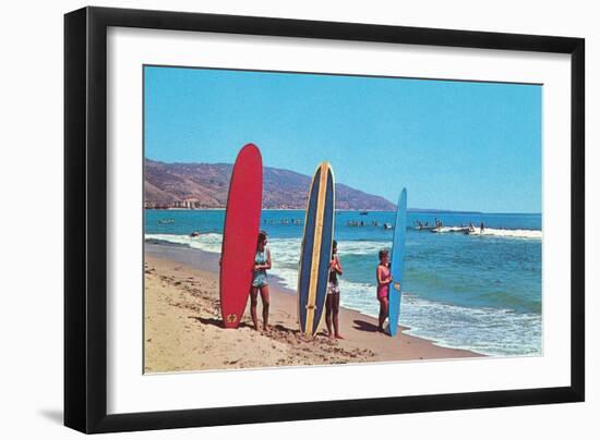 Children with Surf Boards-null-Framed Art Print