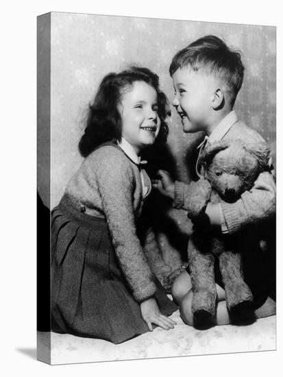 Children with Teddy Bear C. 1950-null-Stretched Canvas