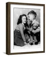 Children with Teddy Bear C. 1950-null-Framed Photo