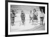 Children With Tricycles Playing In Manhattan Street-null-Framed Art Print