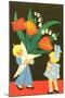 Children with Tulip Bouquet-null-Mounted Art Print