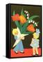 Children with Tulip Bouquet-null-Framed Stretched Canvas