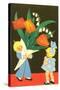 Children with Tulip Bouquet-null-Stretched Canvas