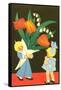 Children with Tulip Bouquet-null-Framed Stretched Canvas