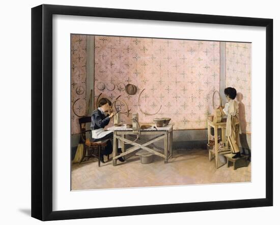 Children Working in Alabaster-Adriano Cecioni-Framed Giclee Print