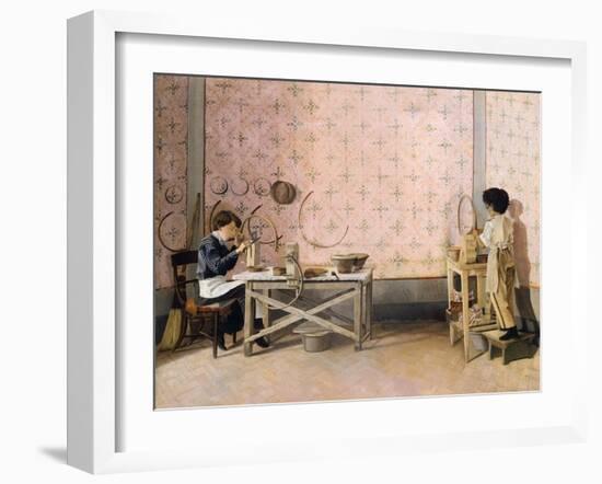 Children Working in Alabaster-Adriano Cecioni-Framed Giclee Print