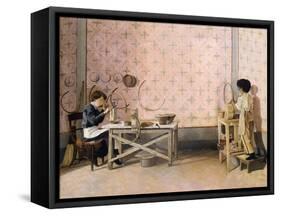 Children Working in Alabaster-Adriano Cecioni-Framed Stretched Canvas