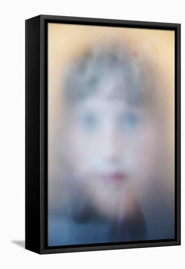 Childs Face Behind Glass-Steve Allsopp-Framed Stretched Canvas