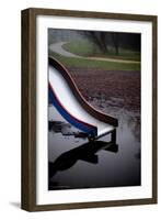 Childs Slide in Countryside Play Area-David Baker-Framed Photographic Print