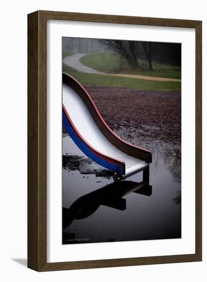 Childs Slide in Countryside Play Area-David Baker-Framed Photographic Print