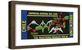 Chile, Argentina, Empresa Andina del Sud.-null-Framed Art Print