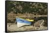 Chile, Aysen, Bertrand, baker River. Fishing boat on the shore of Lago Bertrand.-Fredrik Norrsell-Framed Stretched Canvas