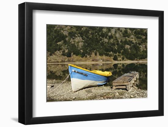 Chile, Aysen, Bertrand, baker River. Fishing boat on the shore of Lago Bertrand.-Fredrik Norrsell-Framed Photographic Print