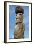 Chile, Easter Island, Hanga Nui. Rapa Nui NP, Statue with a Pukao-Cindy Miller Hopkins-Framed Photographic Print