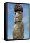 Chile, Easter Island, Hanga Nui. Rapa Nui NP, Statue with a Pukao-Cindy Miller Hopkins-Framed Stretched Canvas