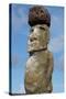 Chile, Easter Island, Hanga Nui. Rapa Nui NP, Statue with a Pukao-Cindy Miller Hopkins-Stretched Canvas