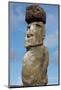 Chile, Easter Island, Hanga Nui. Rapa Nui NP, Statue with a Pukao-Cindy Miller Hopkins-Mounted Photographic Print